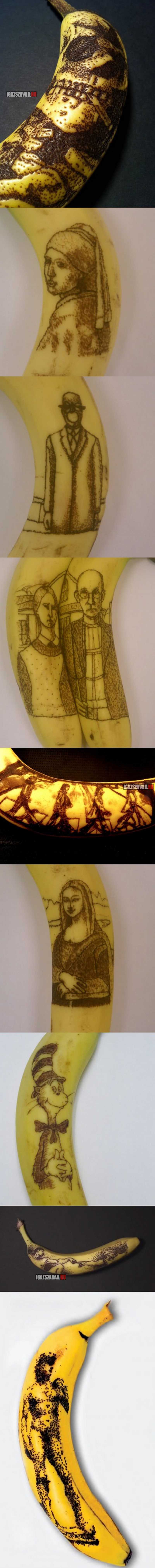 művészeti banán oxidáció, egy tű segítségével