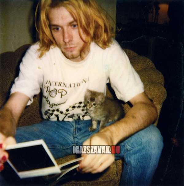 Egy ismert férfi a macskájával. Boldog születésnapot Kurt Cobain