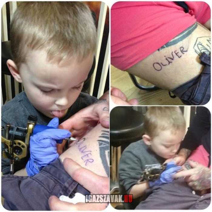 az apuka aki magára tetováltatta fia nevét de nem akárhogy