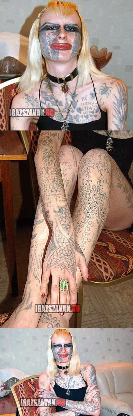 egy lány aki saját magát tetováltatta ki egy varrótűvel
