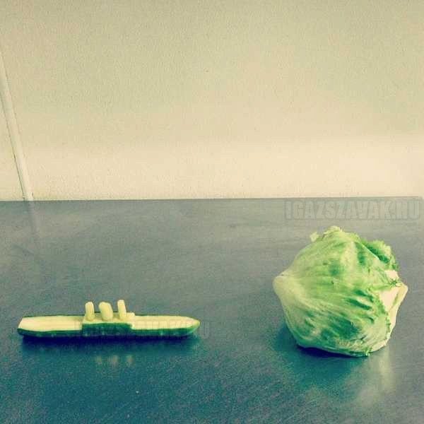 a Titanic esete zöldségekkkel szimulálva